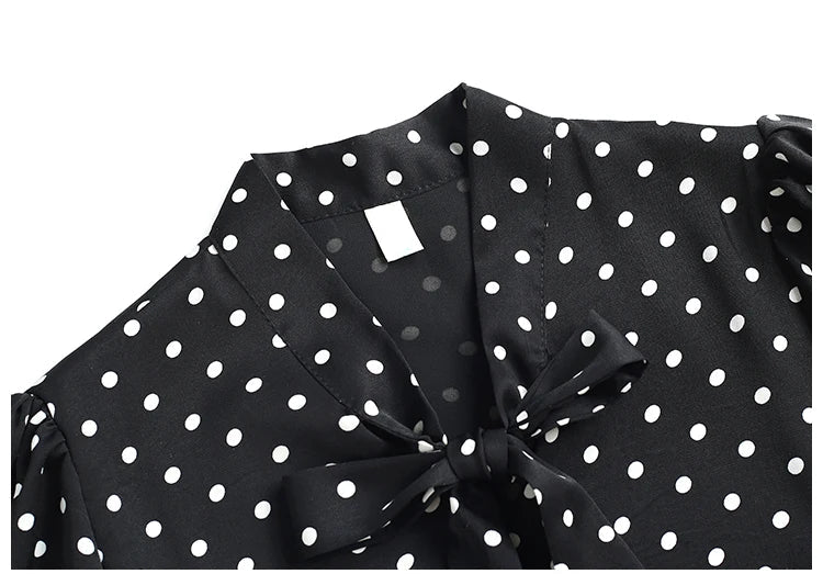Elegant Plus Size Polka Dot Long Sleeve Shirt