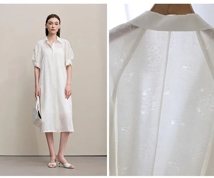 Casual Loose Embroidered A-Line Belted Long Skirt