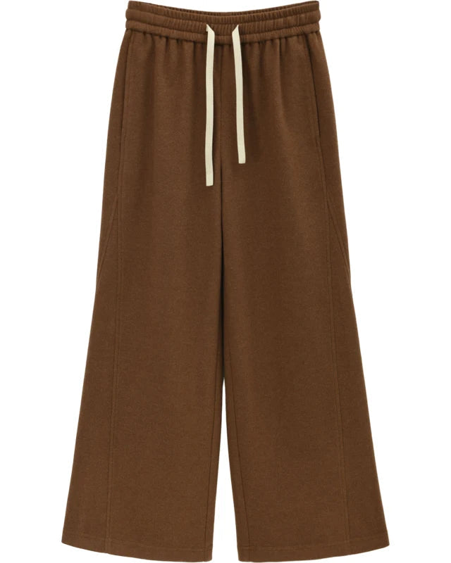 High-Waisted Slim-Fit Straight Wide-Leg Pants